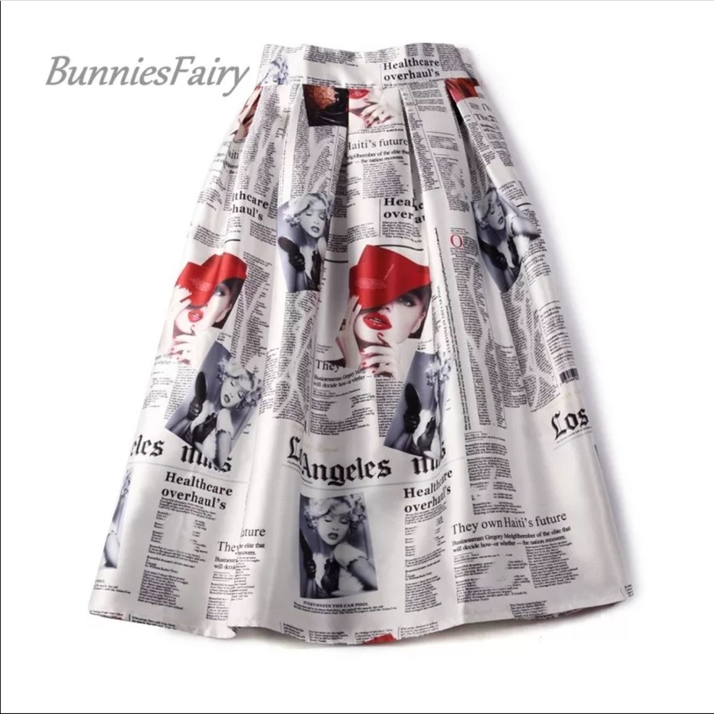 Fashion skirt Magazine print.